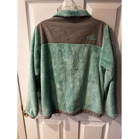 The North Face Denali Jacket Girls Size Large Green Polartec Solid Full Zip Warm - Picture 12 of 13
